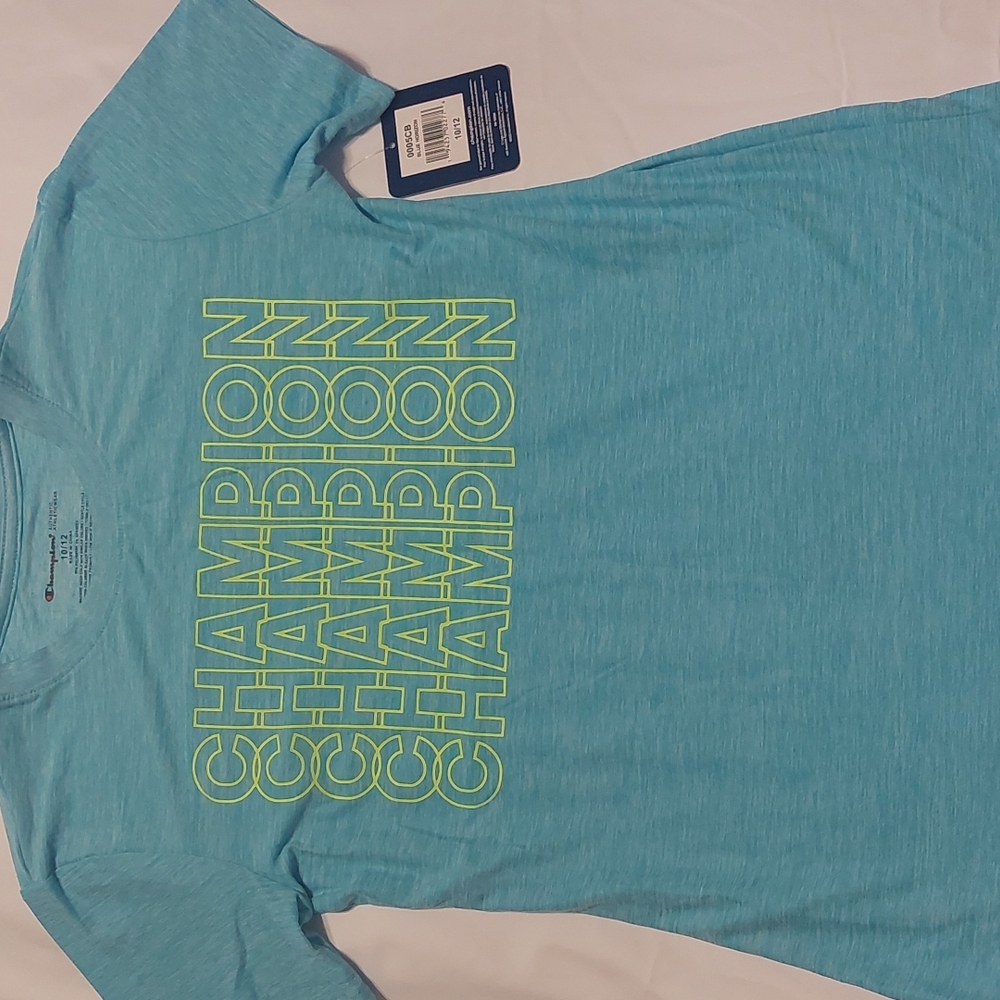 Boys Champion tee color:blue horizon size 10/12